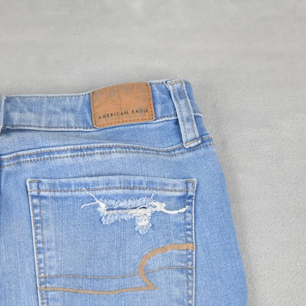 American Eagle Jeans Womens 0 Long (24x29) Super Hi-Rise Jegging Distresed